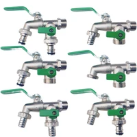 1pcs Gardening zinc alloy faucet one in two out 4 points faucet Green 1