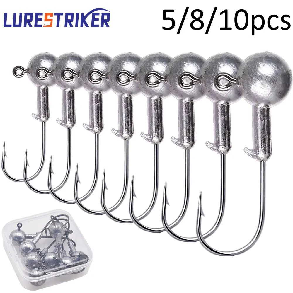 Lurestiker Box Paket 1g 2g 3g 4g 8g 10g 12g 14g 18g 20g 25g 28g Kurbel Angeln Jig Kopf Haken für Weichköder Wurm Köder Tackle