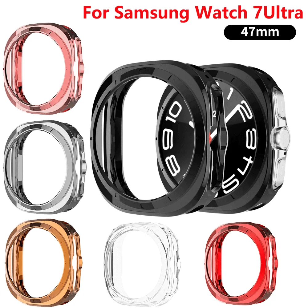 Premium Soft TPU Protective Case with Screen Protector for Samsung Galaxy Watch 7 Ultra, 47mm Bumper Shell