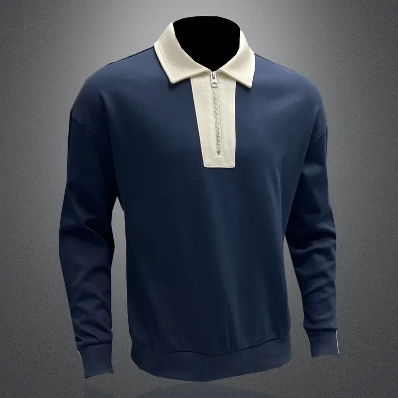 Men's Autumn And Winter Lapel Sweatshirt Fashion Polo Bottoming Shirt
