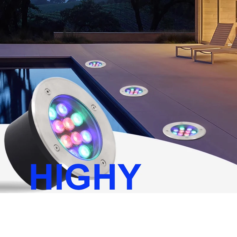 Description Picture 4 of item4-wire RGB LED Underground Light 9W18W IP68 Waterproof Floor Lamp Outdoor Ground Spot Landscape Garden Path Buried Yard DC12V24V