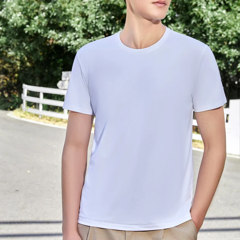 

Men's New Quick Drying Thin Spring/Summer Solid Color Versatile T-Shirt Breathable Sweat-absorbing Fashionable Short Sleeves