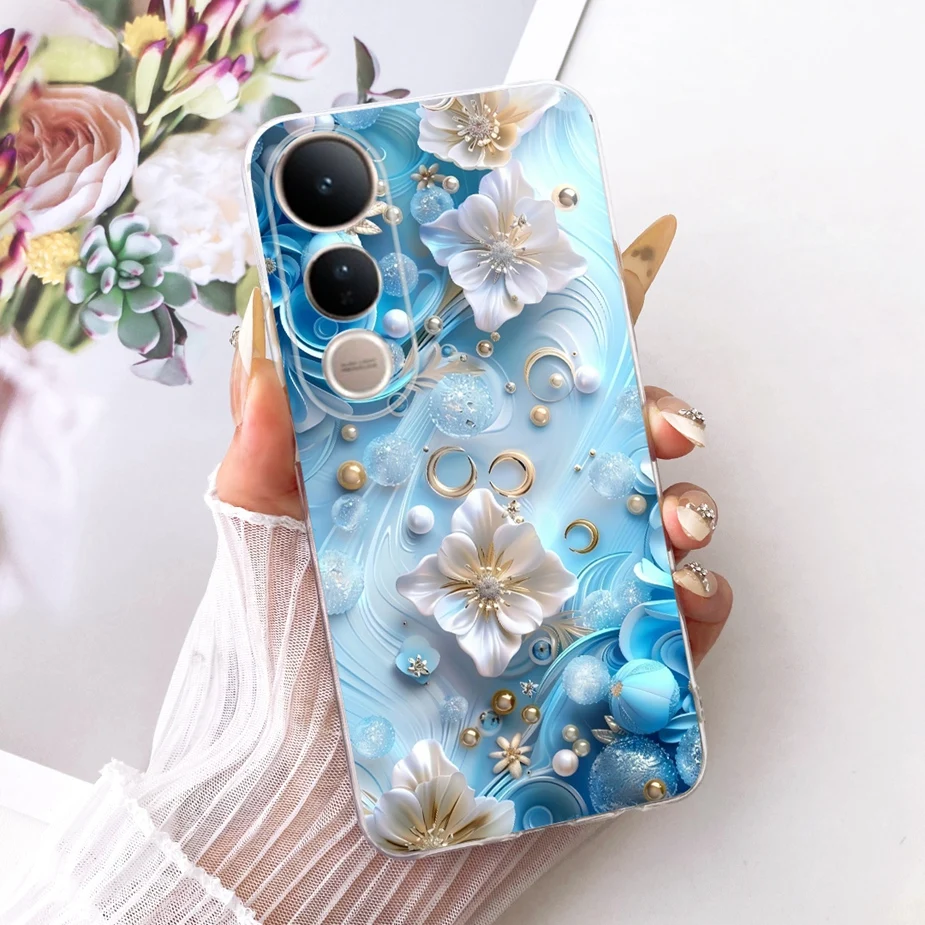 Luxury Bow Flowers Painted Soft Silicone Phone Case Cover