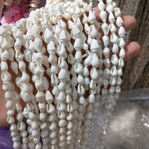 천연 쉘 목걸이, 80cm 길이, 흰색 달팽이 모양 쉘 비즈, 쥬얼리 제작 DIY 목걸이 팔찌 액세서리, 크기 5-6mm 4
