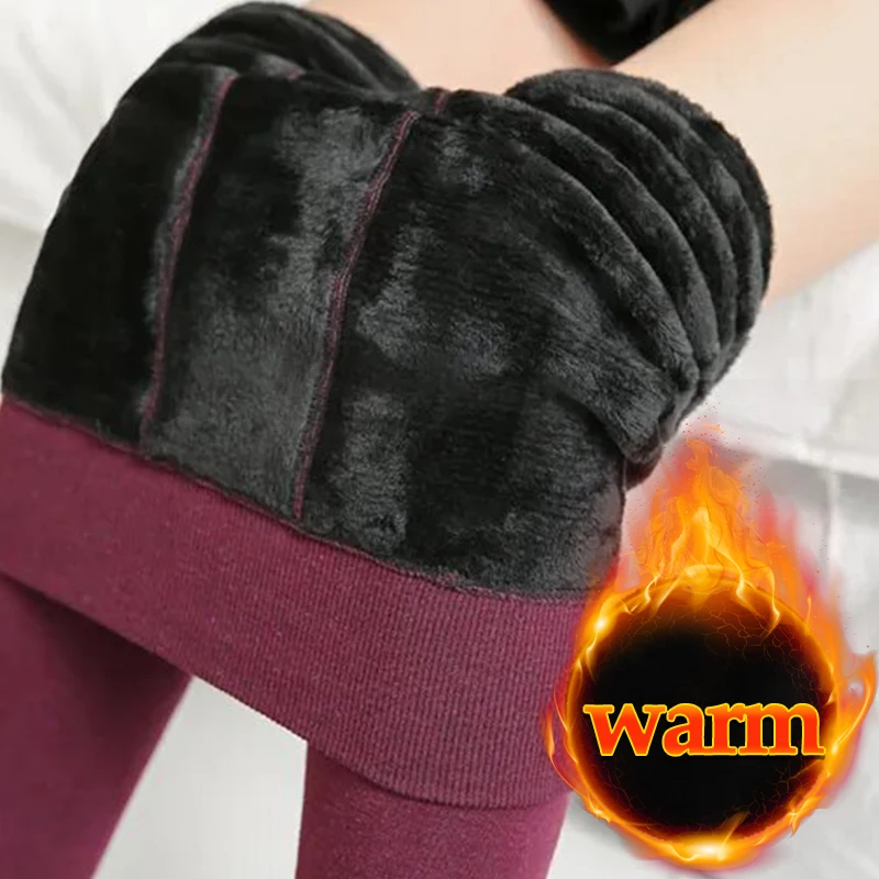 Description Picture 2 of itemWinter Thermal Thicken Leggings Super Thick High Stretch Lambwool Leggings Fleece Lined Tights Sexy Skinny Fitness Woman Pants