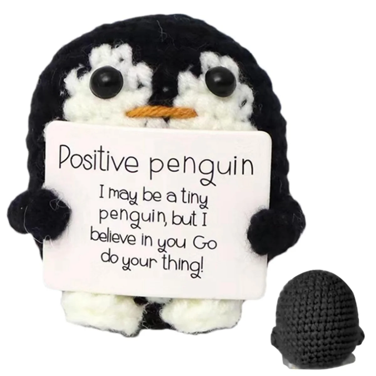A72I Roll over Image to Zoom in Aeutwekm Emotional Support Penguin Crochet Doll with Positive Card-Cute Crochet Doll Pink