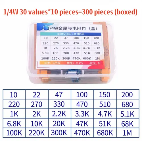 1/4W 1/2W 1W 2W 3W Resistor Set Resistance 1% 1/4W 1/2W 1W 2W 3W Metal Film Resistors Kit Ohm Electronic Components Kit - Image 6