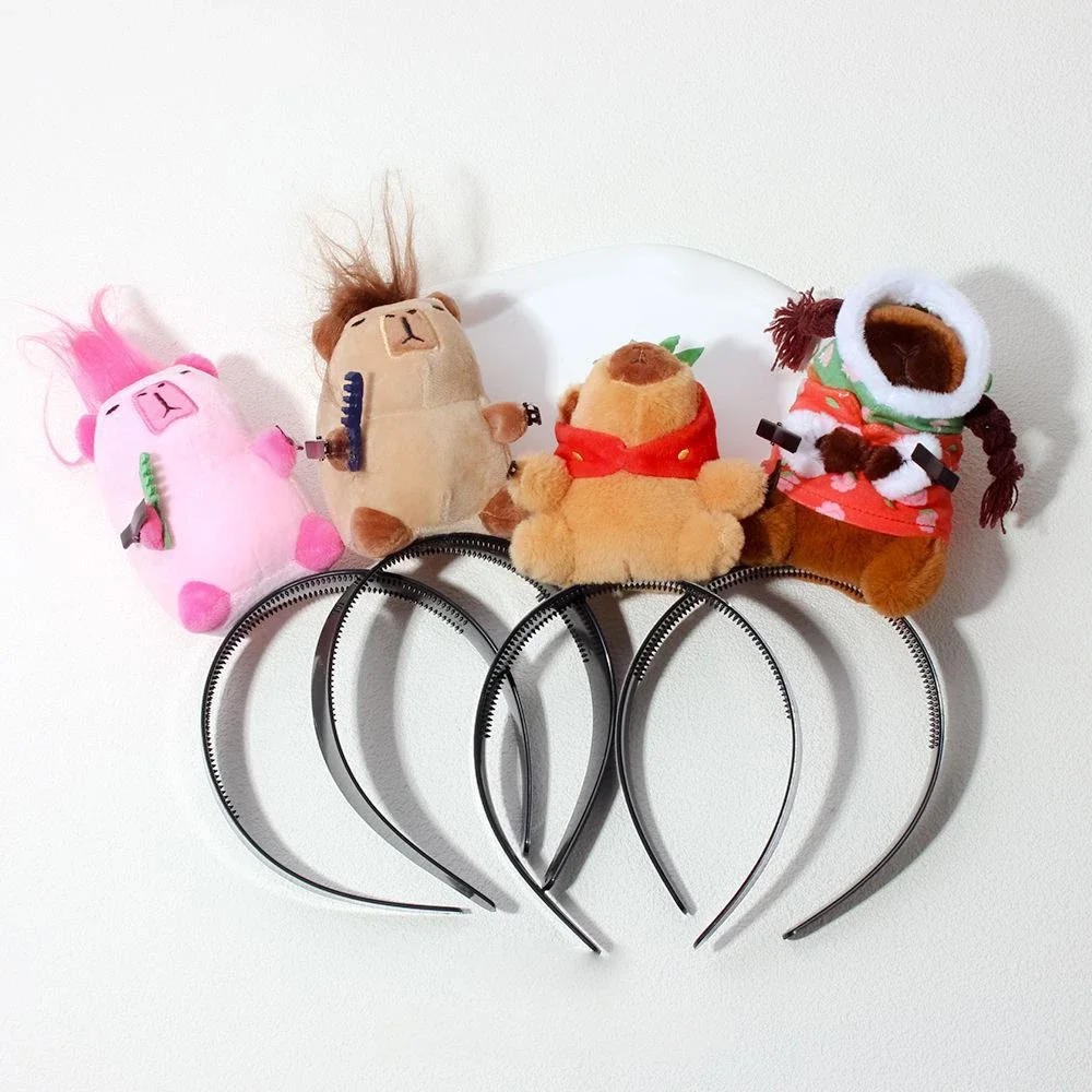 Headband cartoon funny capybara hair hoop summer women's cute face wash headband funny plush hair band accessories 1-5PCS