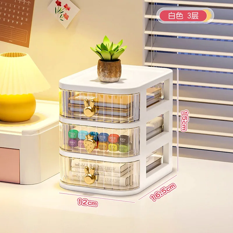 Cartoon Pattern Desktop Organizer with Drawer-Style Storage Box for Office and Cosmetic Essentials