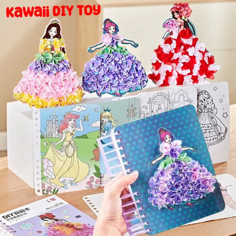 

Handmade Diy Stickers Painting Fun Toys Kid Poking Paper Girl Art Princess Draw Cartoon Hand Drawn Making Stick Educational Toy