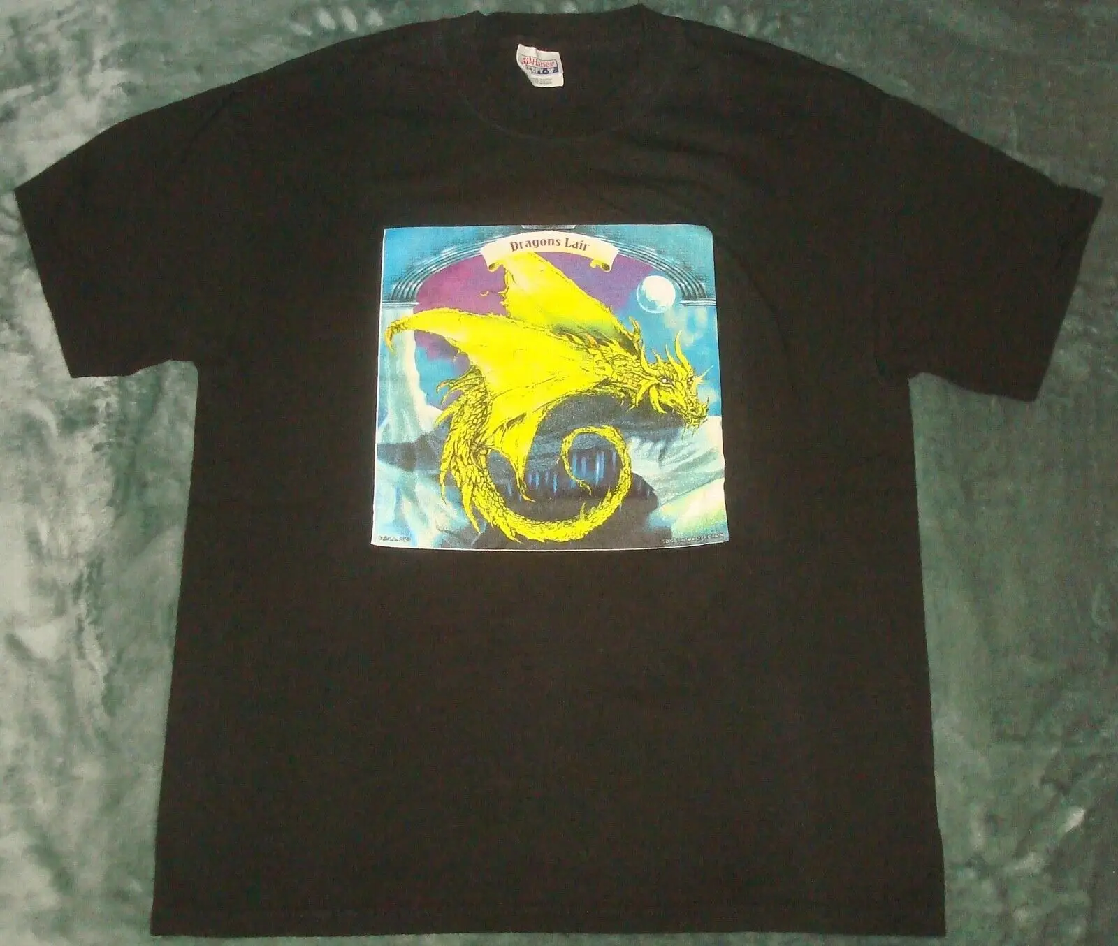 Vtg 2003 Dragons Lair T Shirt Large Black Videogioco The Masters Path Tv Comic Maniche Lunghe O Corte