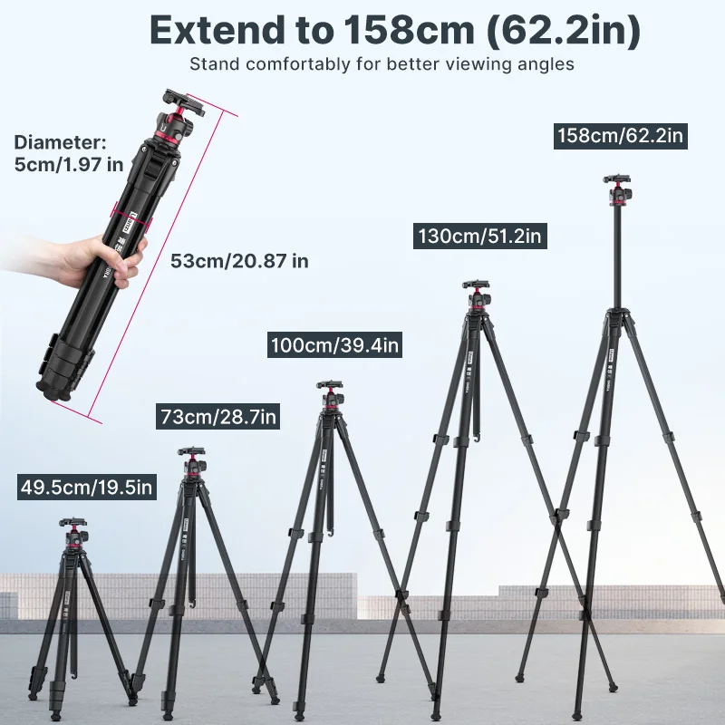 Ulanzi-trípode de viaje de aleación de aluminio para teléfono móvil, monopié de Metal para cámara DSLR, con cabeza de bola, Arca Swiss