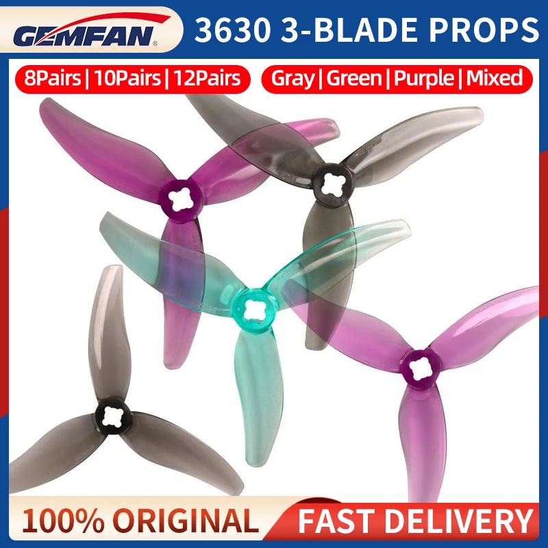 8/10/12Pairs Gemfan Hurricane 3630 3-Blade Propeller CW/CCW 3.6X3X3 PC Props For FPV Freestyle 3.5inch Toothpick Foxwhoop Drone drone accessories