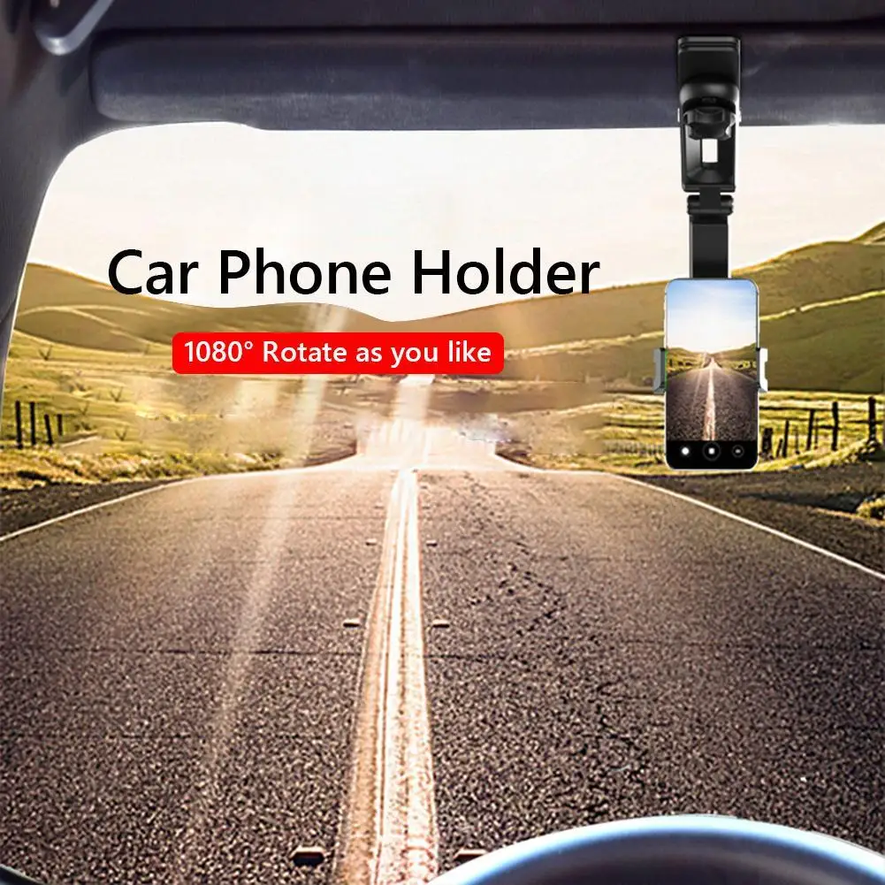 1080 Rotation Car Sun Visor Cell Phone Holder Universal Phone Car Mobile Clips 1