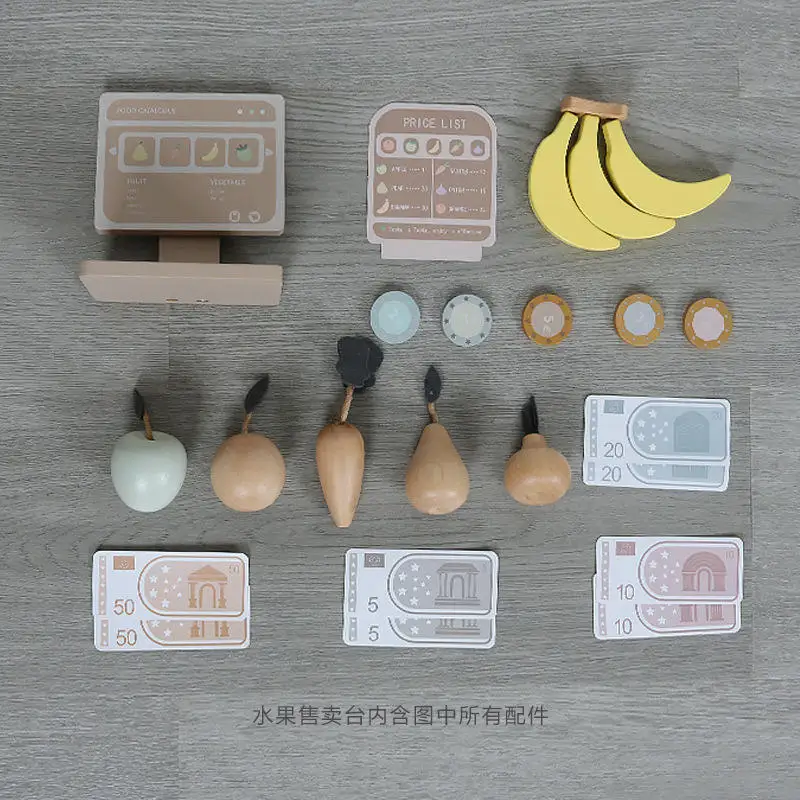 Wooden Role Play Toy Simulated Fruit Store Montessori Kids Toys Role Pretend Vegetable Shop Simulation Wooden Toys 5