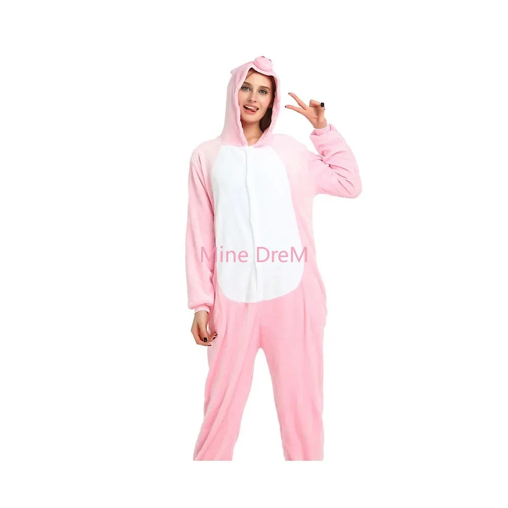 Pink Pig Kigurumi Animal Onesies Pajama Girls Cosplay Costume Unicorn Jumpsuit Christmas Gif