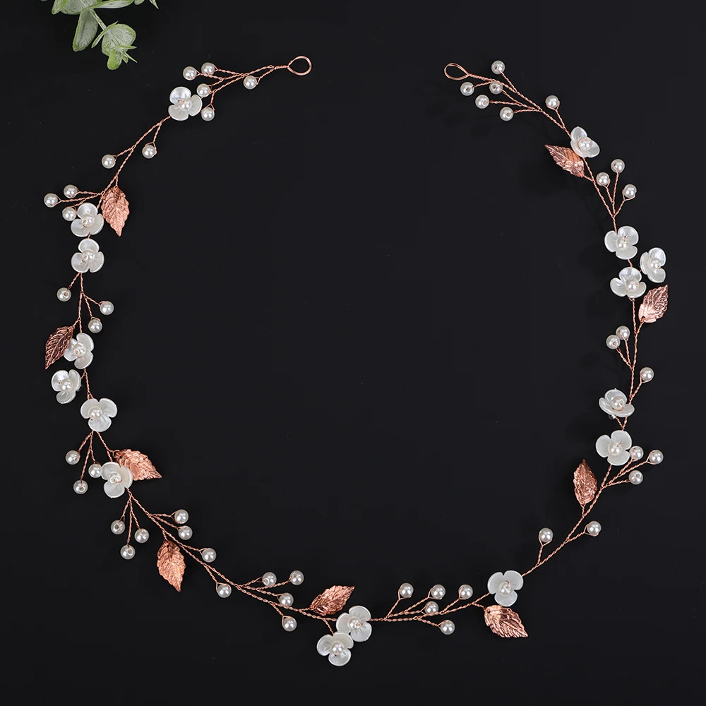 Bridal Hair Accessories Fashion Flower and Leaf Women Headband Vine Pearl Silver Gold Wedding Bride Hair Party Ornaments