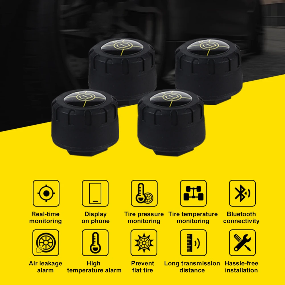 Smart TPMS Car Tire Pressure Alarm Monitor System Mobile App Display Auto Security Alarm System Pressure Temperature Warning car tire pressure monitor car alarm system