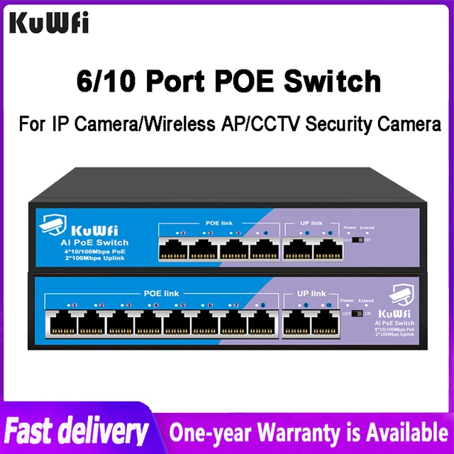 Universal POE Ethernet Switch IP Phone Home Router 4+2 Ports RJ45 250M  Wireless AP Enterprise Networking CCTV Security IP camera