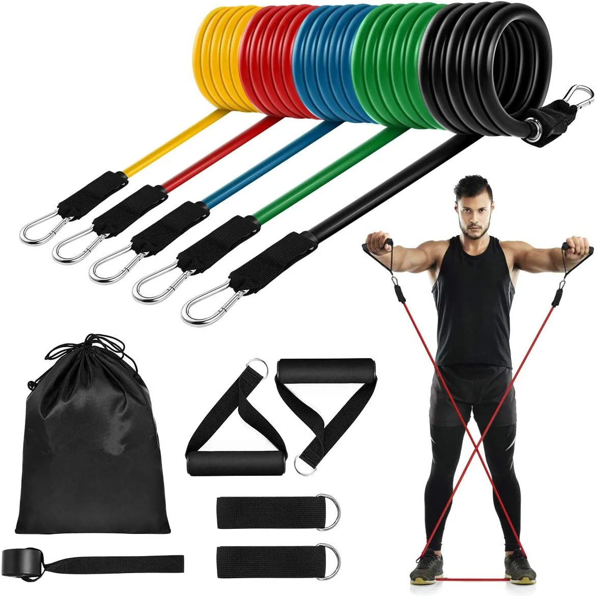 Pilates Bar Kit with Resistance Bands Multifunctional Yoga Bar