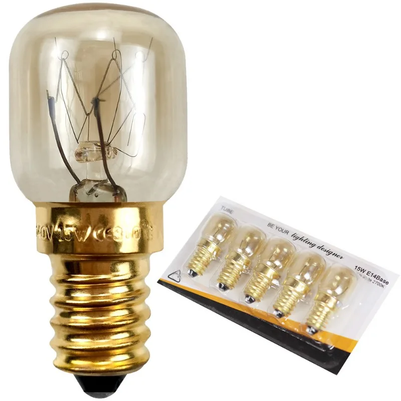 5pcs 220V E14 300 Degree High Temperature Resistant Microwave Oven Bulb Cooker Lighting Bulb 15W 25W Gold Silver - Image 3