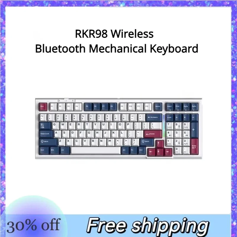 

RKR98 Wireless Bluetooth Three-mode Mechanical Keyboard Customized Satellite Axis Full Key Hot-swappable Gaming Keyboard