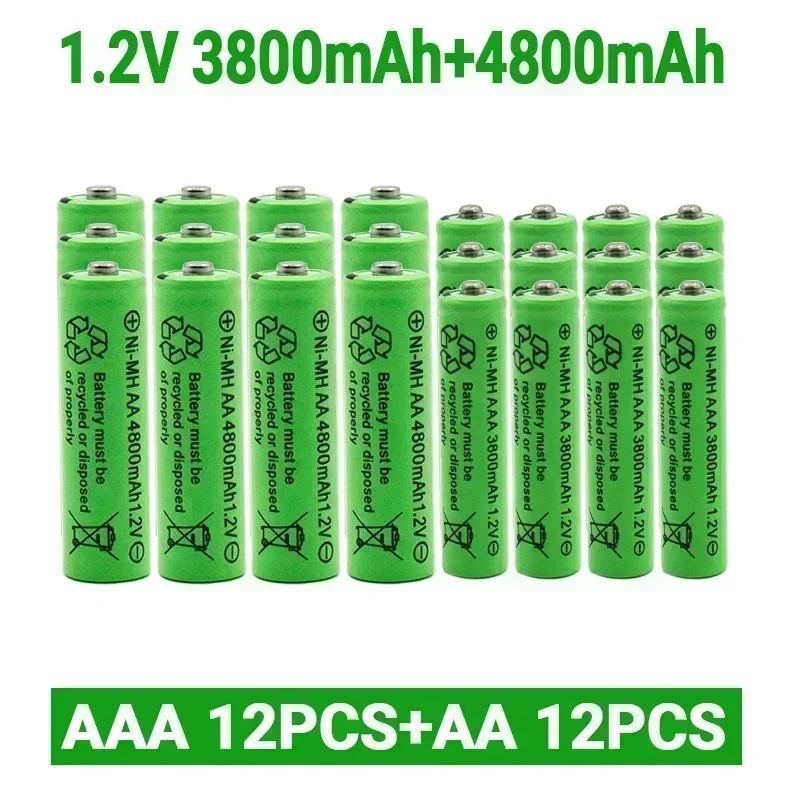 1.2V AA 4800mAh NI-MH Rechargeable Batteries+1.2 V AAA 3800 MAh Rechageable Battery NI-MH Battery 4