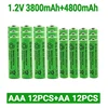 1.2V AA 4800mAh NI-MH Rechargeable Batteries+1.2 V AAA 3800 MAh Rechageable Battery NI-MH Battery 4