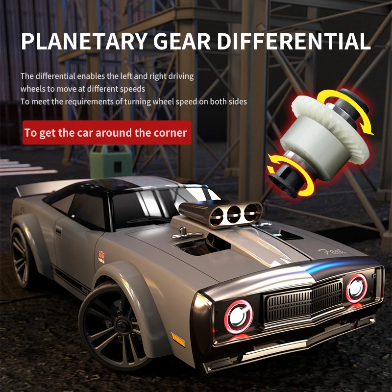 2.4G Radio 1:16 Model RC Car With LED Lights 4WD High Speed  Remote Control Racing Drift Retro Vehicle Cars Toys Gifts for Boys 5