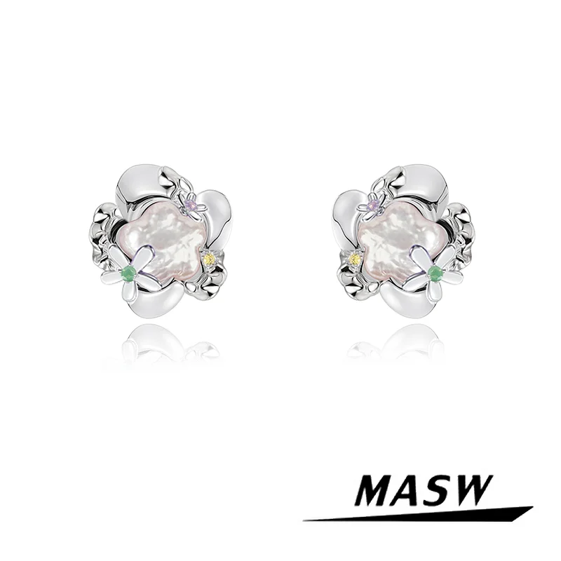 

MASW Original Design 2024 New Trend Delicate Secret Flower Stud Earrings For Women Girl Party Wedding Gift Popular Jewelry