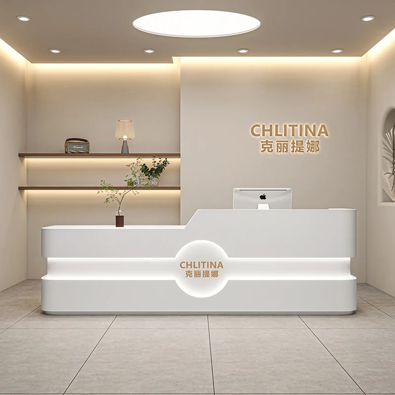 Simple Modern Desk Reception Proffesional Beauty Institute Aesthetic Cashier Table Coffee Shop Shop Counter Desk Bar Furniture