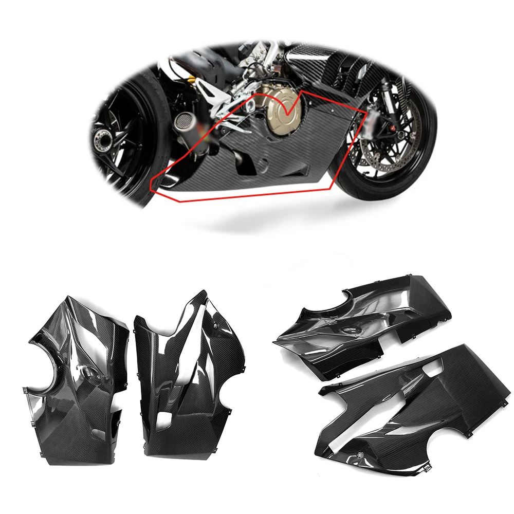 

Carbon Fiber Motorcycle Belly Pan Side Panel Fairings Cowl Gloss 100% Twill Weave for Ducati Panigale V4 / V4S /V4R 2018-2021