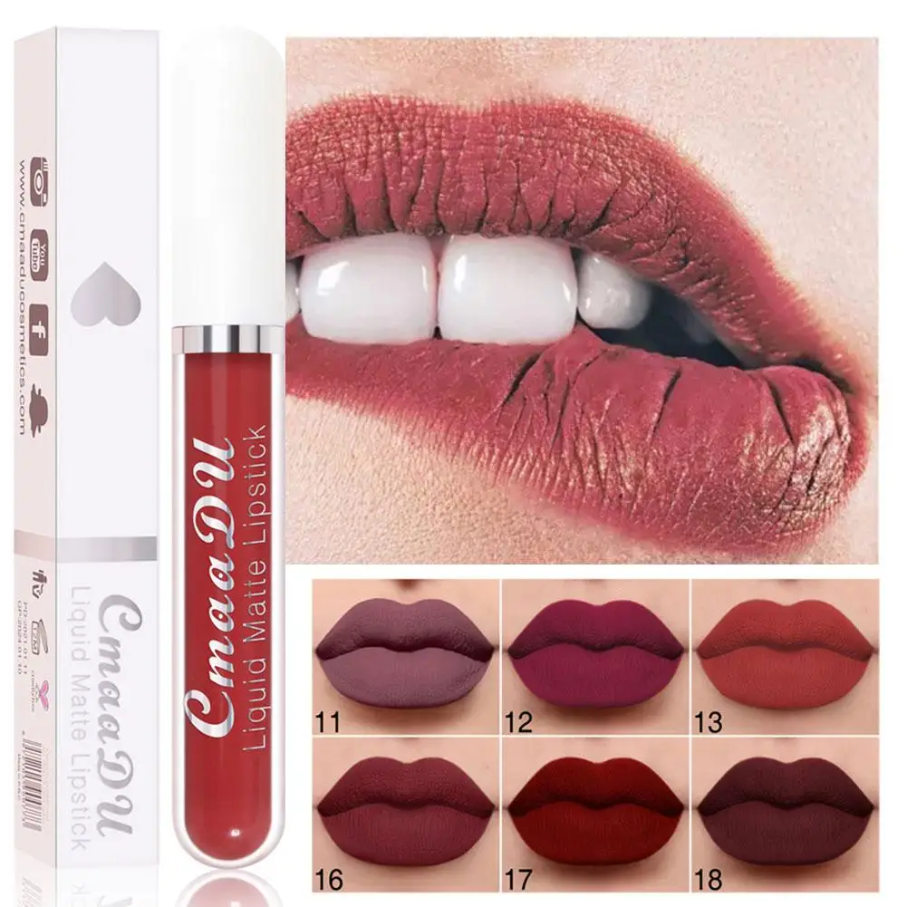 18 Colors Waterproof Liquid Lipsticks Lip Makeup Matte Velvet Lipstick Lip Gloss Cosmetic Nude Long Lasting Cosmestics lip gloss lip makeup