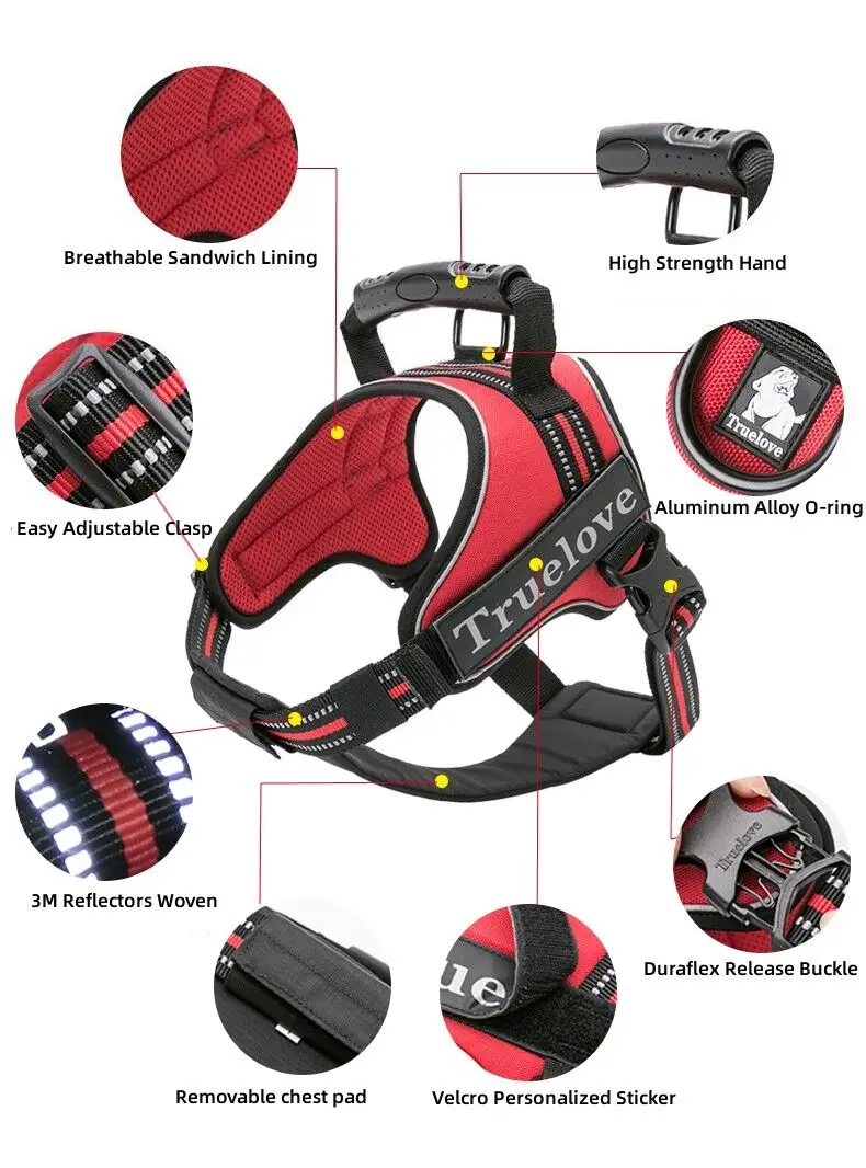Dog Harness No-Pull Reflective Stitching Night - PeticaDeals