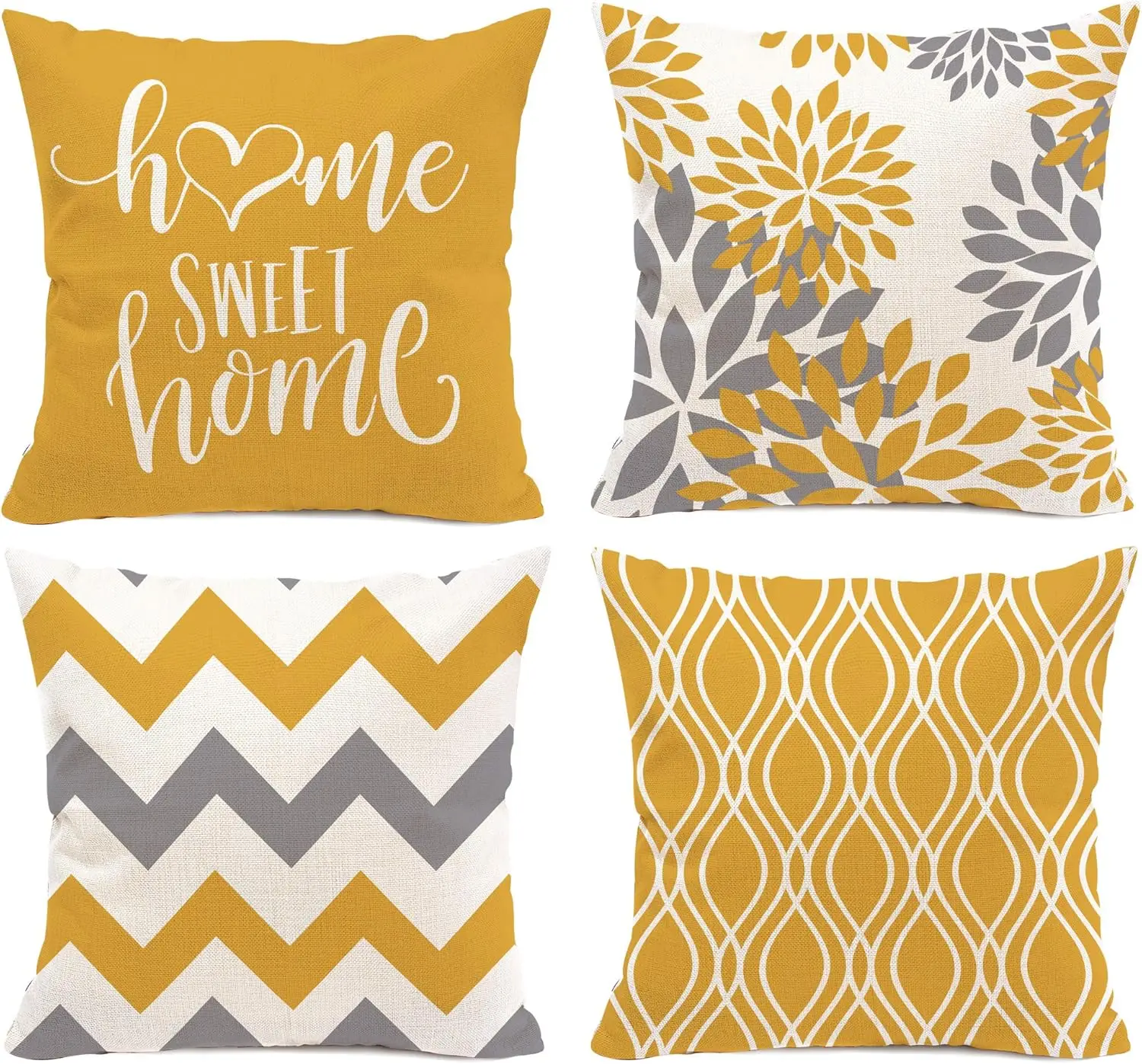 Yellow Geometric Linen Pillow Covers 1