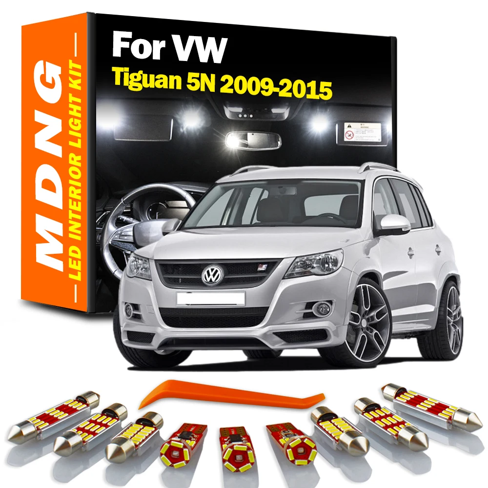 

MDNG 14Pcs For Volkswagen VW Tiguan 5N 2009-2015 Vehicle LED Interior Dome Map Trunk Light Kit Car Led Bulbs Canbus No Error