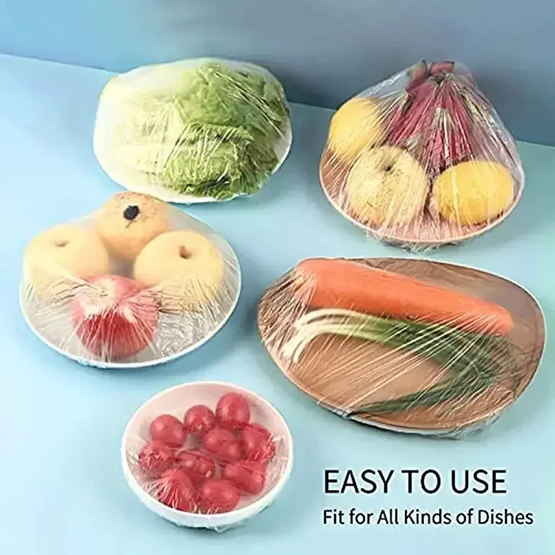 Disposable Fresh Lids Plastic Food Storage Lids Reusable Bowl Lid Stretch Elastic Lid Bags 100pcs food storage lids