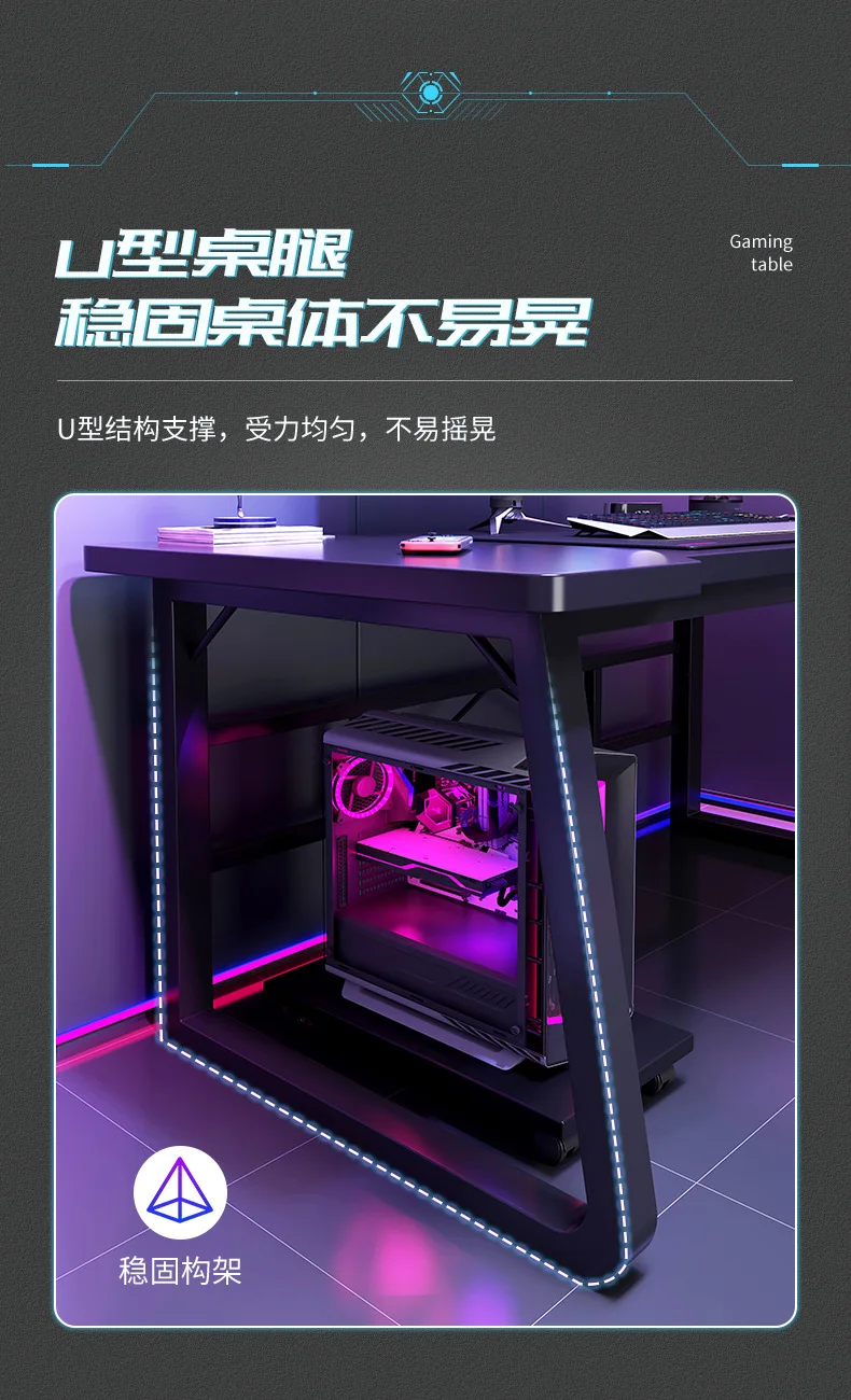 Description Picture 6 of itemComputer Gaming Desk PC Computer Gamer Desk Ergonomic Workstation with Student Mesas Rental Table for Laptop for Home Offices