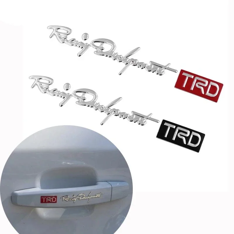 Car Stickers 2Pcs 3D Personalized Popular Letter Name Sticker TRD Car Handle Decals Auto Protection Film Accessories