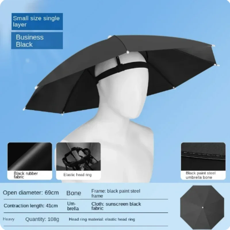 Head Wearing Foldable Umbrella Hat Sun Protection Rain Protection Fishing Outdoor Sports Cycling Sun Umbrella Hat