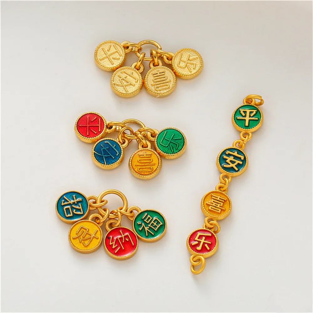 18-carat sand gold drip oil peace and joy beckons wealthy nafu pendant diy accessories pendant charm handmade materials