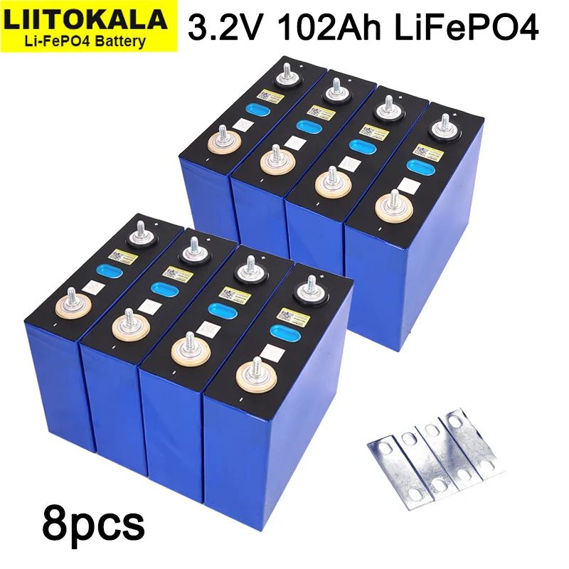 

8pcs LiitoKala 3.2V 102Ah Battery LiFePO4 Lithium phospha DIY 12V 24V 3C Electric car RV Solar Energy storage system duty-free