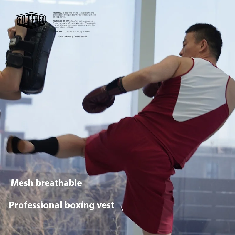FILTERED Boxing Set Summer Sanda Fight Fighting Men Women Professional Training Breathable Tank Shorts TBMY066