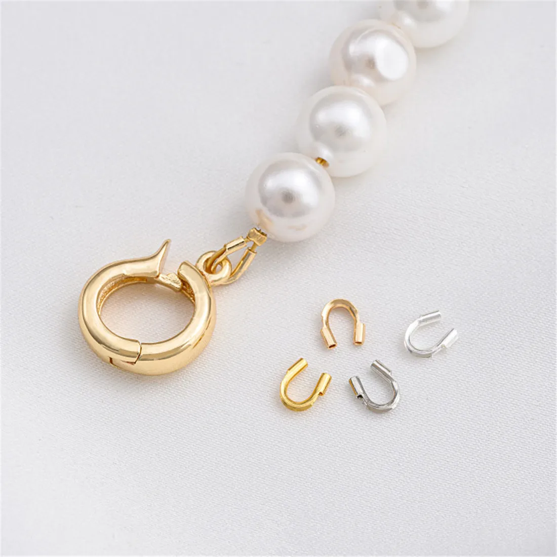 

14K Gold-coated High-quality U-shaped Horseshoe Buckle Thread Protector Buckle Beaded Steel Wire Handmade Diy Accessories