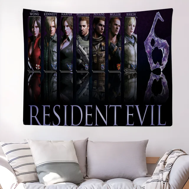 Resident Evil bricolage tapisserie murale suspendue Tarot Hippie tapis muraux dortoir décor à la maison 6
