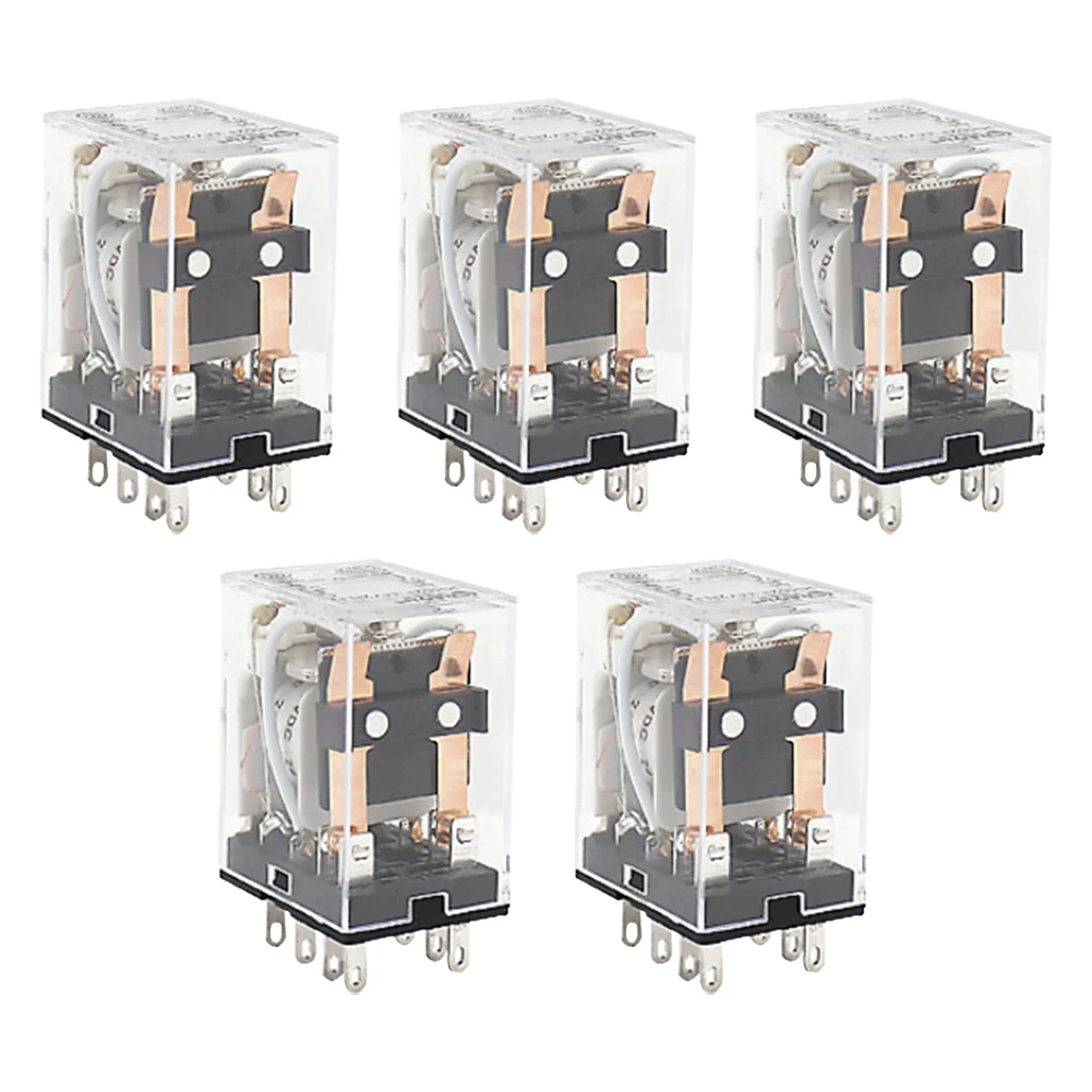 

5pcs AC 24V Coil Red Indicator Light DPDT 8 Pins Power Relay Socket HH52P Adjust Automatically Protect Electric Circuit