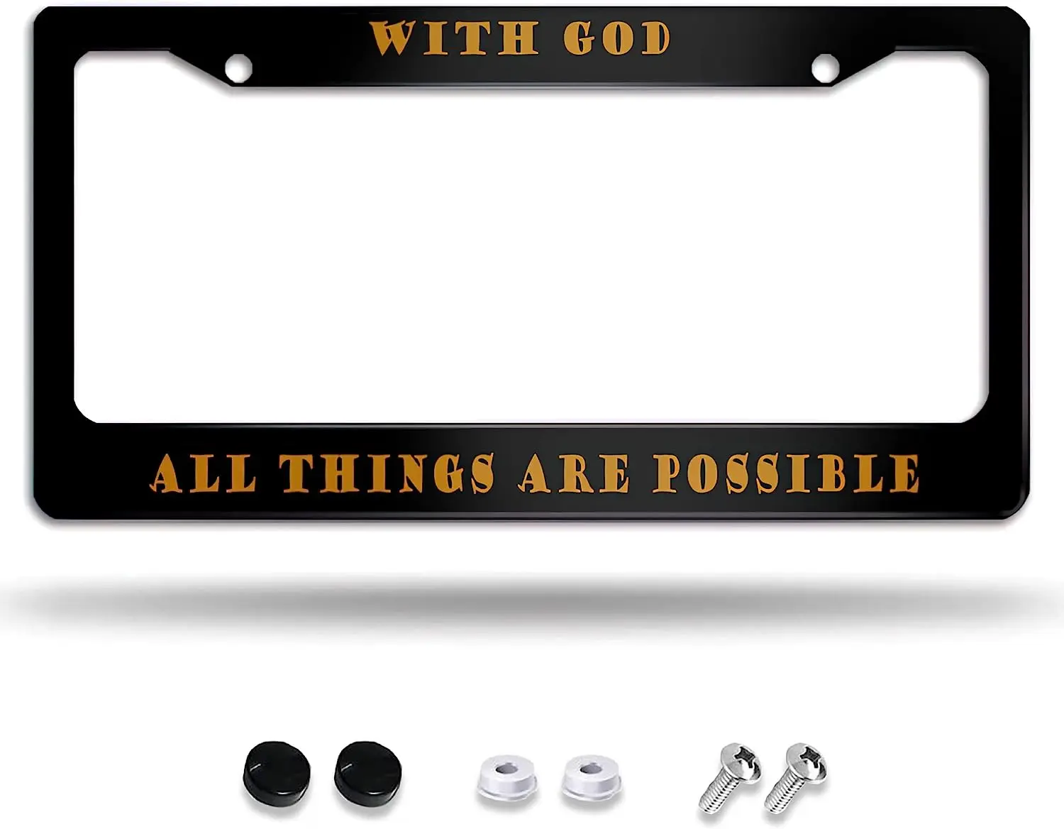 

License Plate Frame with God All Things Are Possible Decorative Car Aluminum Car Tag for Women with Screw Caps 2 Holes US