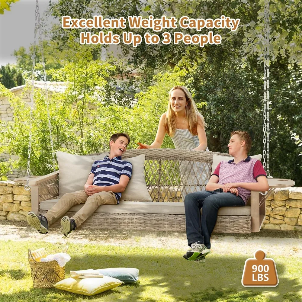 3-Person Wicker Porch Swing 2