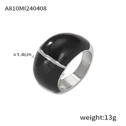 Elegant 316L Stainless Steel Black Rings - Waterproof Minimalist Couple Bands in Gold and Silver - 7 (A810 - S - Black)