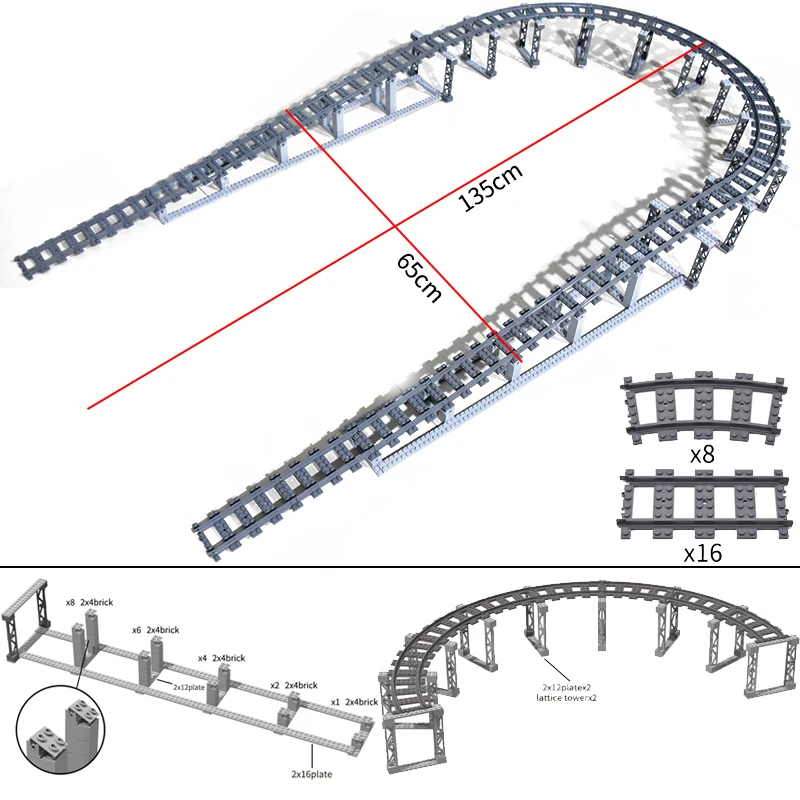 City Trains Flexible Switch Railway Tracks Rails Crossing Forked Straight Curved Building Block Bricks Toys Compatible with 7996 wood blocks for crafts Blocks